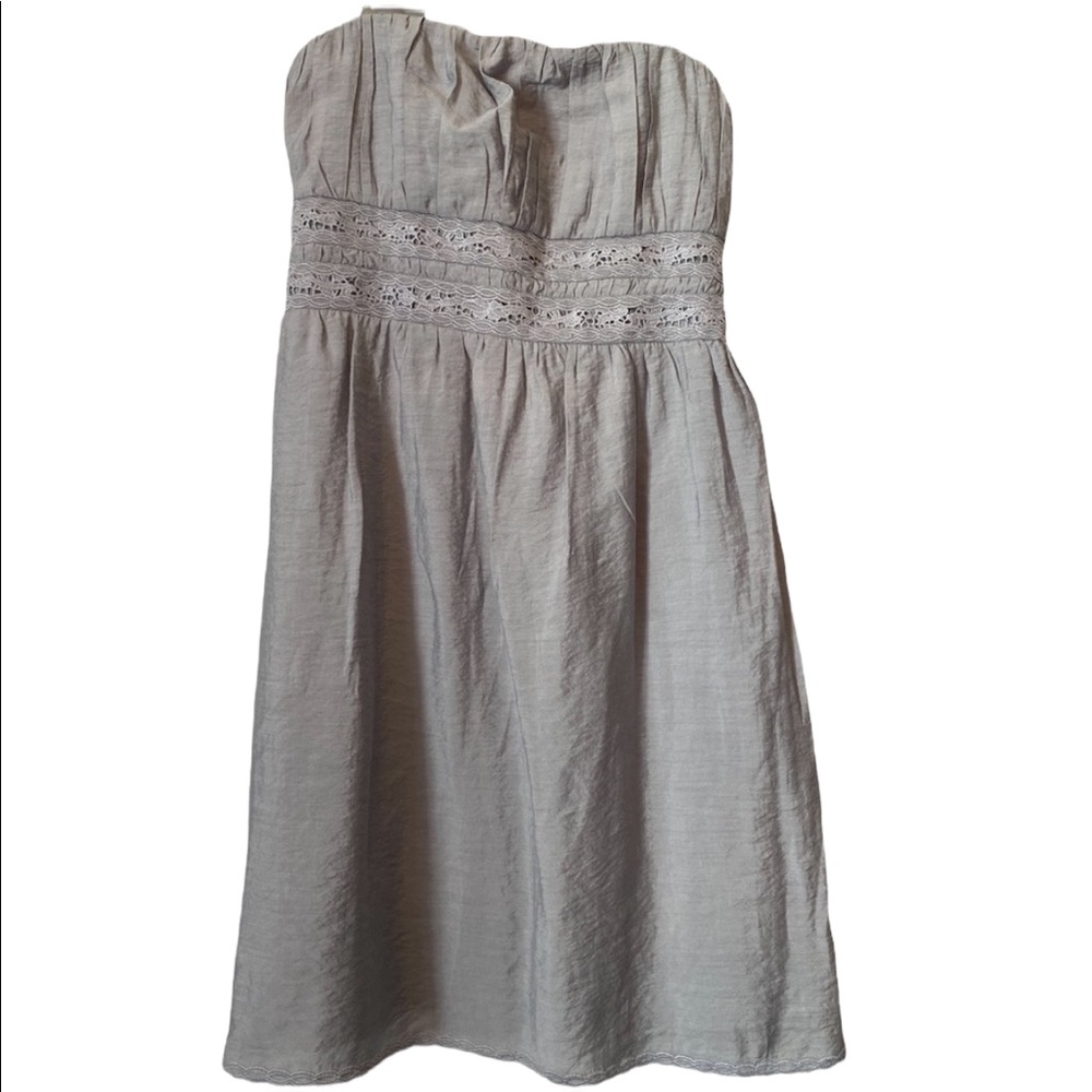 Bee Stitched Gray Lined Strapless Dress